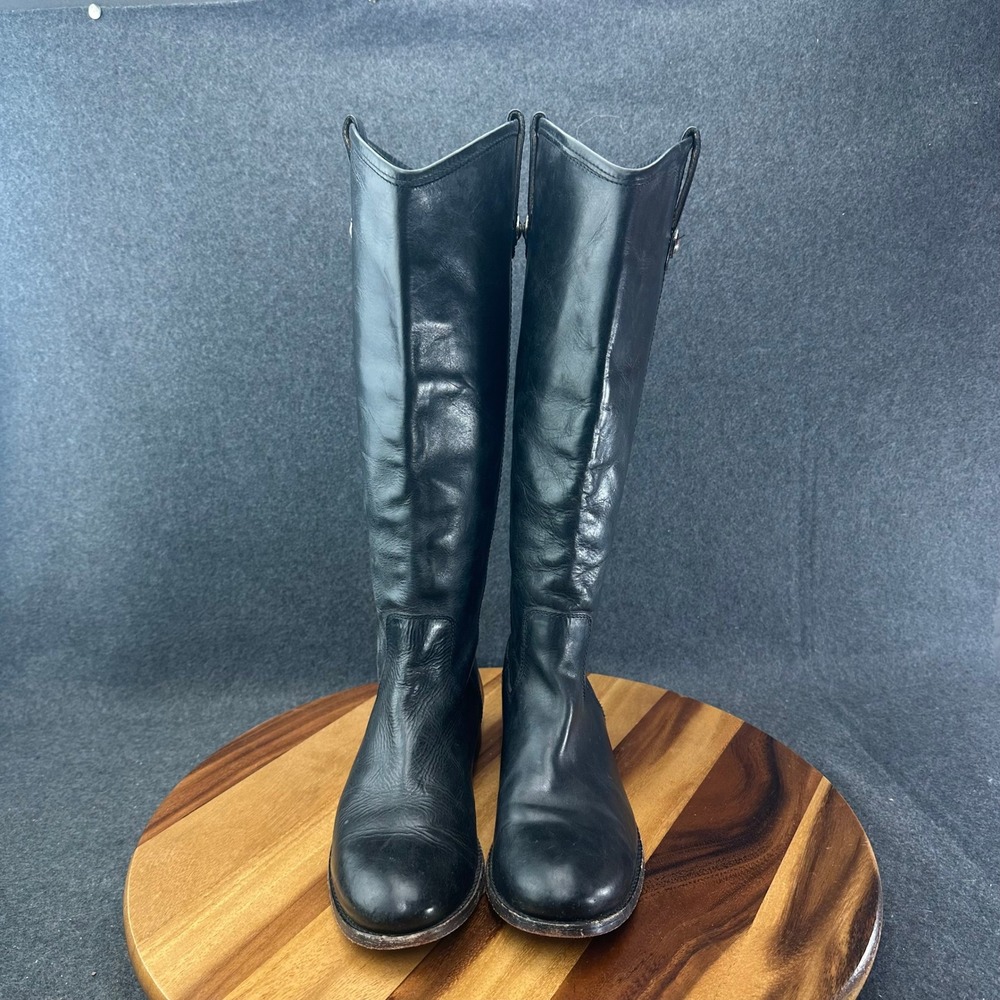 Frye Melissa Button 2 Equestrian-Inspired Tall Women's 8.5B Leather Boots-Black - Picture 4 of 10